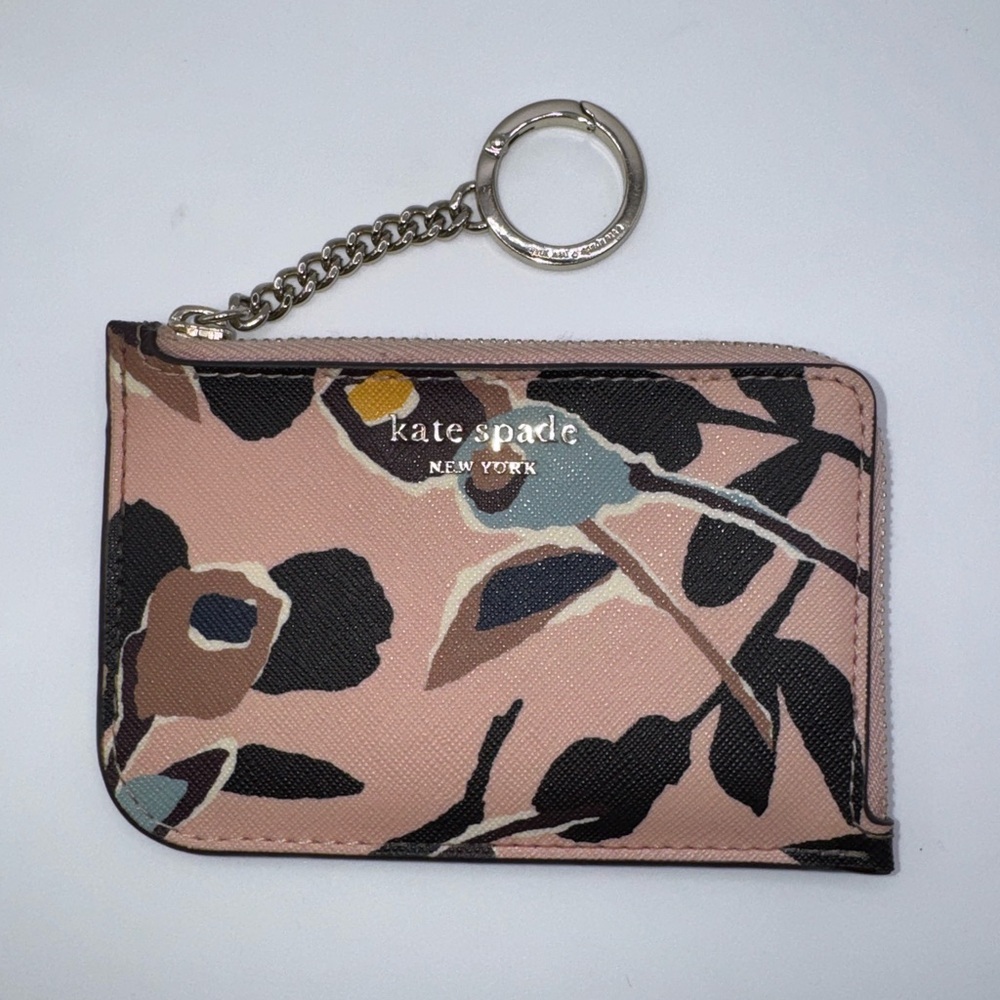 kate spade Floral Print Key & Card Holder in Blush Pink